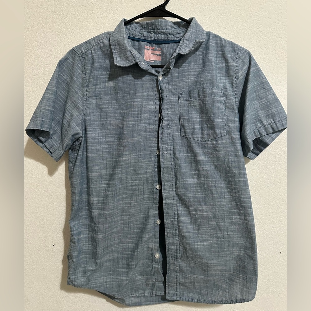 Boys Blue Short Sleeve Botton Down Shirt